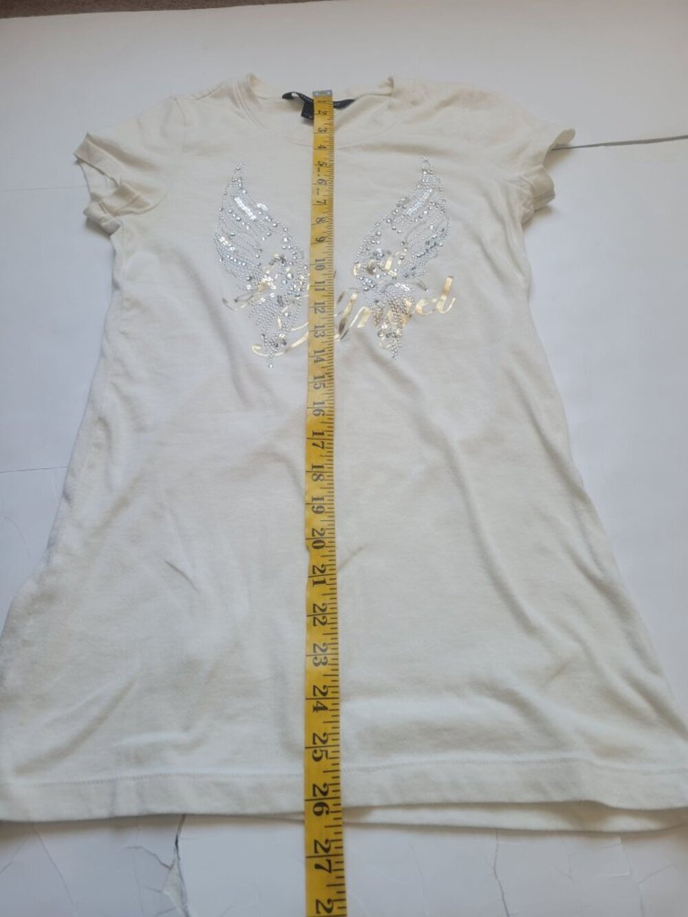 Victoria's Secret T-shirt silver rhinestone angel wings and gold lettering M - Picture 10 of 10